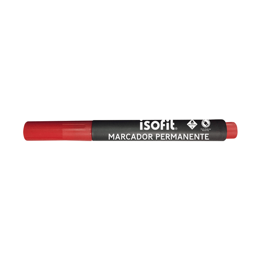 Marcador Rojo Permanente Isofit Punta Redonda