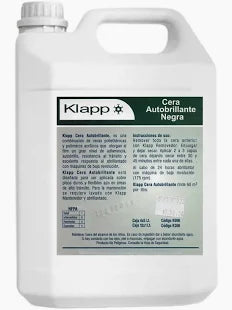 Cera Acrílica Para Pisos Autobrillante Negra Klapp 5 Lts