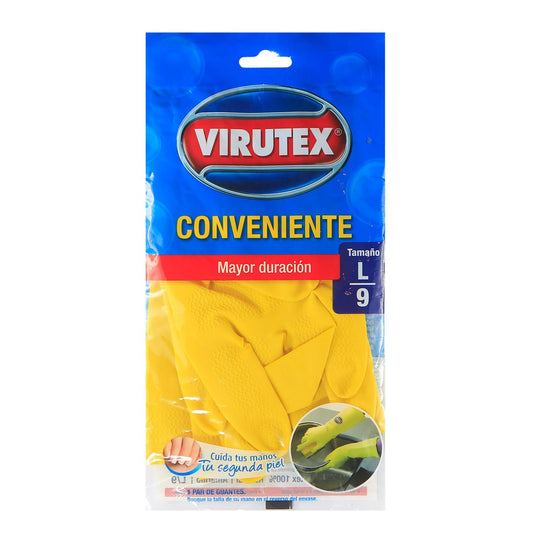 Guantes de Látex Virutex Multiuso Convenientes Talla L Amarillo