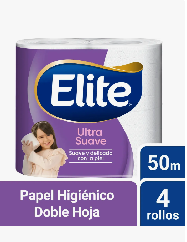 Papel Higiénico Elite Doble Hoja Ultra 4 un 50 mt