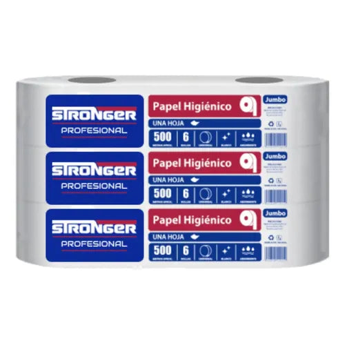 Papel Higiénico Industrial Stronger 500 m x 6 Rollos Gofrado