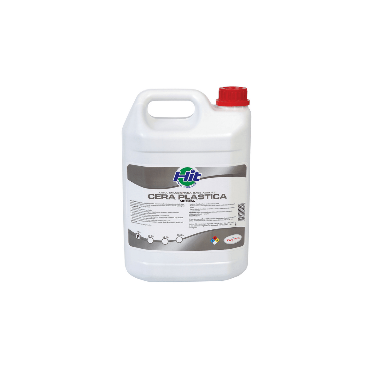 CERA LIQUIDA NEGRA PLASTICA HIT 5 LT. VIRGINIA