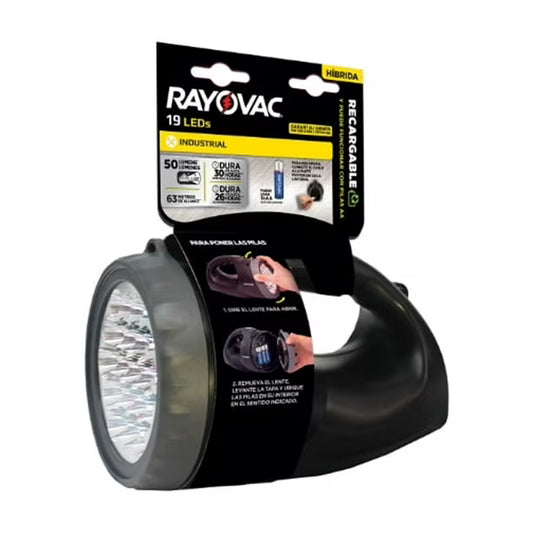 Linterna Rayovac Recargable 19 Led Negra