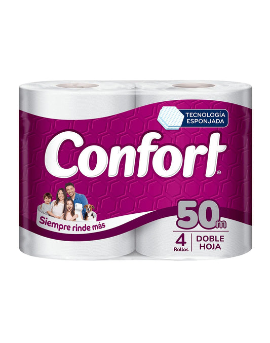 Papel Higiénico Confort Doble Hoja 50mt x4 unidades